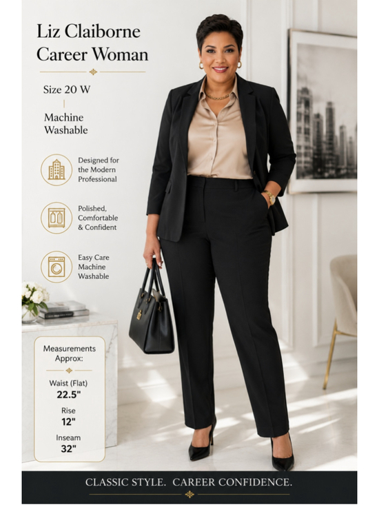 Liz Claiborne Pants - Liz Claiborne Career Woman Audra Classic Slim Leg Pants 20W Black Career Office